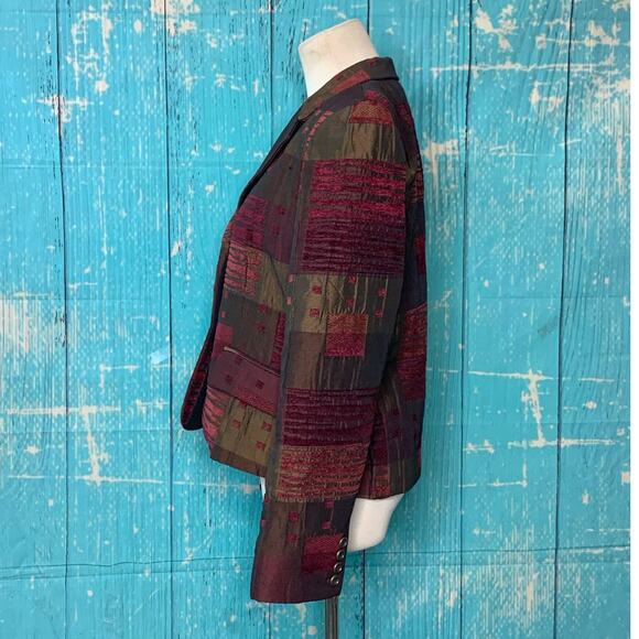 Harve Benard patchwork 2 buttons lined blazer size 8 - Picture 6 of 7